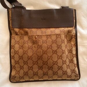 Gucci Tan and Brown Messenger Bag